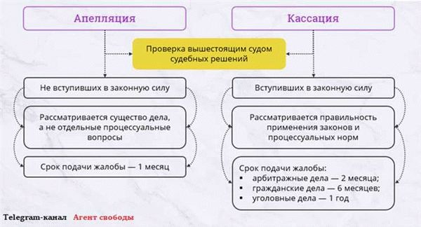 В чем отличие кассации от апелляции