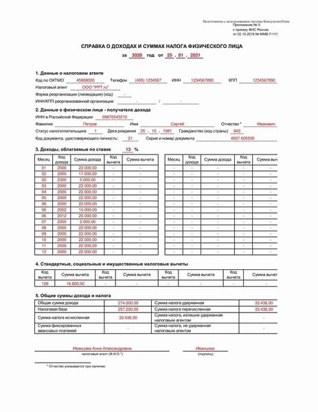 Как вписать код в справку 2-НДФЛ