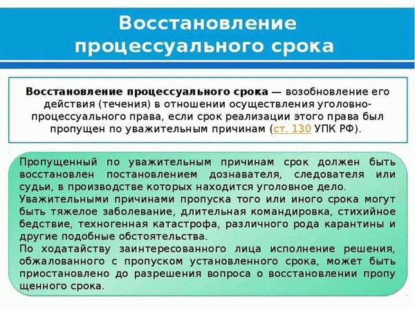 Приостановление, продление и восстановление процессуальных сроков