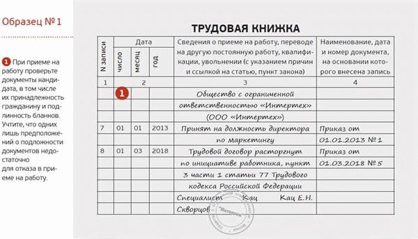 Какие примеры заполнения бумажной трудовой книжки существуют?