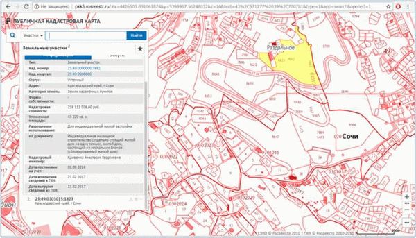 Какая информация доступна в публичной кадастровой карте?