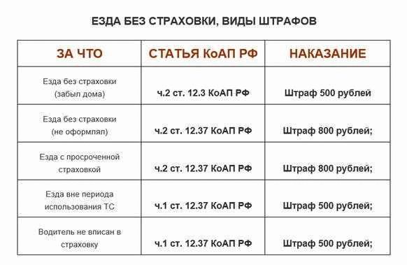 Размер штрафа за езду без полиса