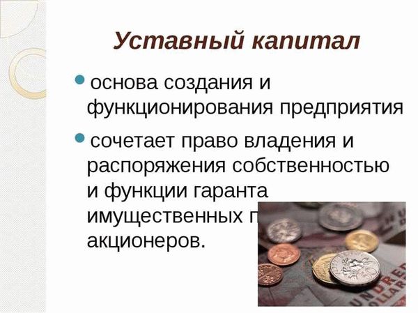 Влияние уставного капитала на деятельность организации